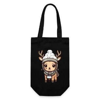 Reh Geweih Winter Tier Baby Comic - Geschenkbeutel für Flaschen - Schwarz - Vorne