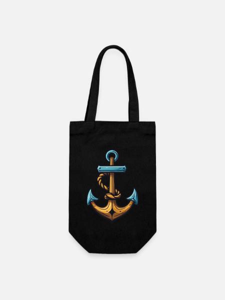 Anker Symbol Hafen - Geschenkbeutel für Flaschen - Schwarz