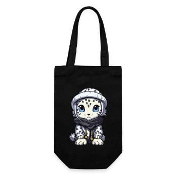 Snow leopard winter leopard baby - Gift Bag for Bottles - black - Front