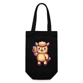 Alpaka Llama Pixel Bier - Geschenkbeutel für Flaschen - Schwarz - Vorne