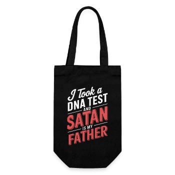 Habe einen DNA-Test gemacht: Satan ist mein Vater! - Geschenkbeutel für Flaschen - Schwarz - Vorne