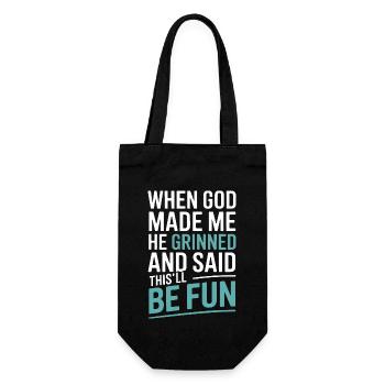 When God made me, he grinned! - Gift Bag for Bottles - black - Front