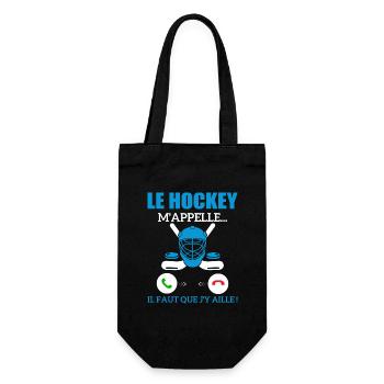 le hockey m'appelle...il faut que j'y aille ! - Sac à bouteille - noir - Devant
