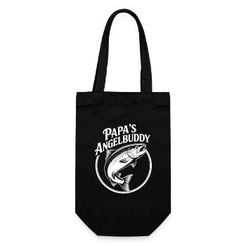 Papas Angelbuddy Angelexperte Fischen mit Papa - Geschenkbeutel für Flaschen - Schwarz - Vorne