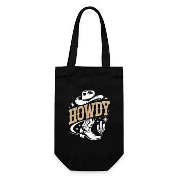 Howdy Country Dance Line Dance. Stetson and Boots - Gift Bag for Bottles - black - Front