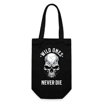 Totenkopf Totenschädel Skelett Motorrad Biker Gang - Geschenkbeutel für Flaschen - Schwarz - Vorne
