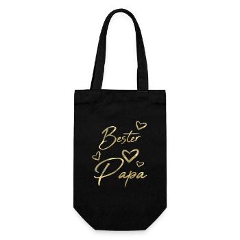 Bester Papa gold - Geschenkbeutel für Flaschen - Schwarz - Vorne