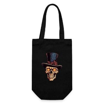 Bunter abstrakter Totenkopf mit Zylinder - Geschenkbeutel für Flaschen - Schwarz - Vorne