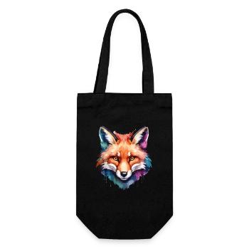 Fuchs Cooler Hund In Bunt Und Aquarell - Geschenkbeutel für Flaschen - Schwarz - Vorne