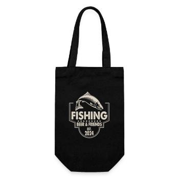 Fishing Beer & Friends Fishing Fishing Saying - Gift Bag for Bottles - black - Front