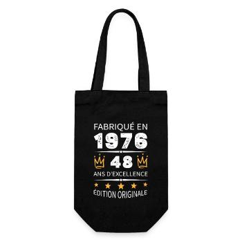 Baujahr 1976 Jahrgang 1976 48 Jahre Jubiläum - Geschenkbeutel für Flaschen - Schwarz - Vorne
