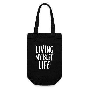 Living my best Life motivational saying - Gift Bag for Bottles - black - Front