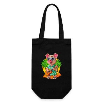 Lustige Schwein Cartoon Sommer Strand Sonnenbrille Gitarre - Geschenkbeutel für Flaschen - Schwarz - Vorne