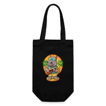 Drôle Hippo Dessin Animé Plage D’été Lunettes De Soleil Guitare - Sac à bouteille - noir - Devant