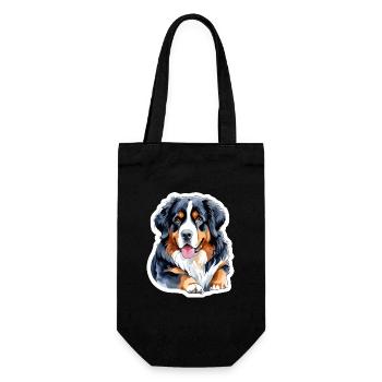 Berner Sennenhund Wasserfarben - Geschenkbeutel für Flaschen - Schwarz - Vorne