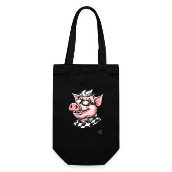 Kariertes Hemd – Opa Schwein - Geschenkbeutel für Flaschen - Schwarz - Vorne