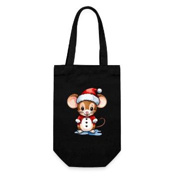 Mouse Christmas Drawing - Gift Bag for Bottles - black - Front