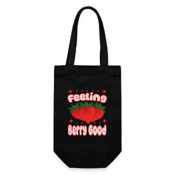 Erdbeere Gesund Süß Retro Gesund Natur Berry - Geschenkbeutel für Flaschen - Schwarz - Vorne