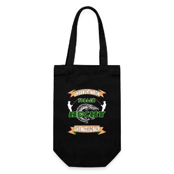 Hecht Angler Mann Cool Lustig Spruch Fisch Angel - Geschenkbeutel für Flaschen - Schwarz - Vorne