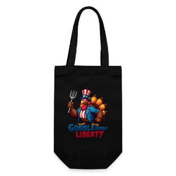 Gobble Gobble Liberty - Geschenkbeutel für Flaschen - Schwarz - Vorne