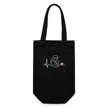 Heartbeat Design Maman Amour Enfant Mère Fête des Mères - Sac à bouteille - noir - Devant