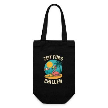 Flamingo Urlaub Sommer Strand Retro Design - Geschenkbeutel für Flaschen - Schwarz - Vorne
