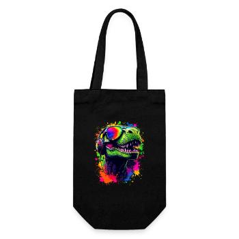 T Rex with Headphones Sunglasses Neon Dino Design - Gift Bag for Bottles - black - Front