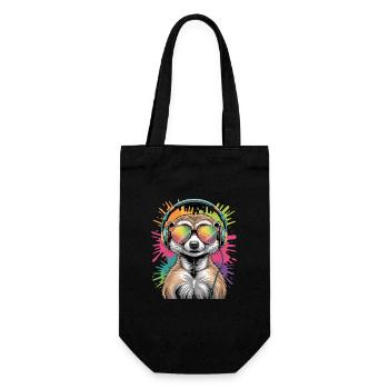Dj Erdmännchen mit Sonnenbrille T-Shirt - Geschenkbeutel für Flaschen - Schwarz - Vorne