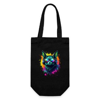 Neon Fledermaus mit Kopfhörern - Geschenkbeutel für Flaschen - Schwarz - Vorne