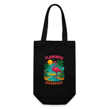 Flamingo Urlaub Sommer Strand Retro Design - Geschenkbeutel für Flaschen - Schwarz - Vorne