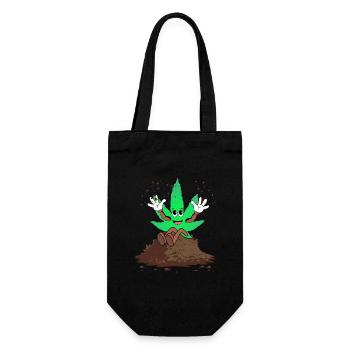 Der Bloom - Weed Cannabis Stoned Hanf Marihuana - Geschenkbeutel für Flaschen - Schwarz - Vorne