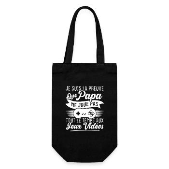 Mon papa ne joue pas tout le temps aux jeux vidéo - Sac à bouteille - noir - Devant