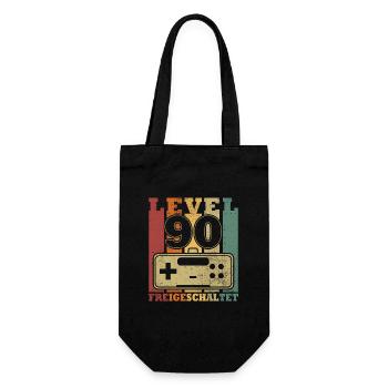 Level 90 Freigeschaltet - Geschenkbeutel für Flaschen - Schwarz - Vorne