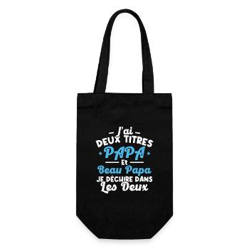 J'ai deux titres papa et beau papa - Sac à bouteille - noir - Devant