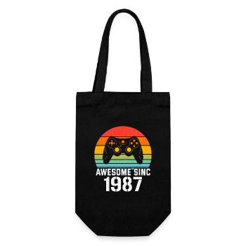 1987 Birthday Gift For All Gamers 1987 - Gift Bag for Bottles - black - Front