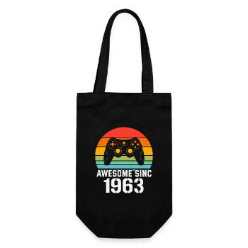 1963 Birthday Gift For All Gamers 1963 - Gift Bag for Bottles - black - Front