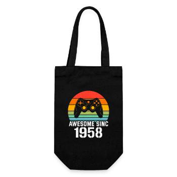 1958 Birthday Gift For All Gamers 1958 - Gift Bag for Bottles - black - Front