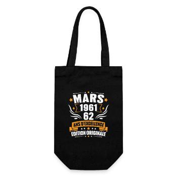 Vintage Cadeau Mars 1961, 62 Ans Anniversaire - Sac à bouteille - noir - Devant