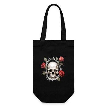 Gothic Skull and Roses Art Print - Gift Bag for Bottles - black - Front