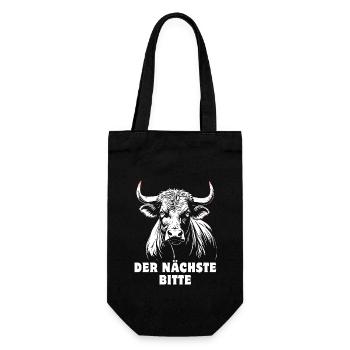 Stier - Der Nächste bitte - stolz, selbstbewusst - Geschenkbeutel für Flaschen - Schwarz - Vorne