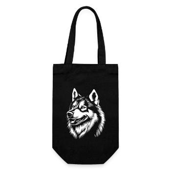 Husky - Hunde Fan - Geschenkbeutel für Flaschen - Schwarz - Vorne