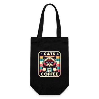 Katze und Kaffee keine Menschen - Geschenkbeutel für Flaschen - Schwarz - Vorne