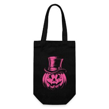 Halloweenkürbis mit Zylinder Strichzeichnung - Geschenkbeutel für Flaschen - Schwarz - Vorne