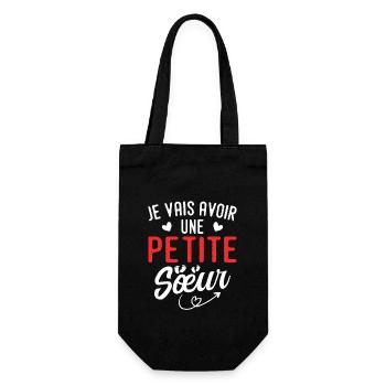 Ich werde eine kleine Schwester haben - Geschenkbeutel für Flaschen - Schwarz - Vorne