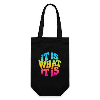 Es ist wie es ist - It is what it is - Geschenkbeutel für Flaschen - Schwarz - Vorne