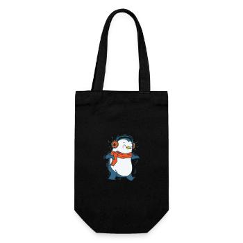 Penguin écoute de la musique avec des écouteurs Antarctique - Sac à bouteille - noir - Devant