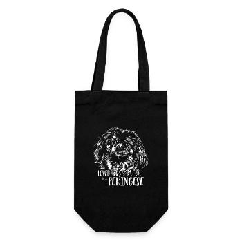 Aimé par un chien pékinois Dicton - Sac à bouteille - noir - Devant
