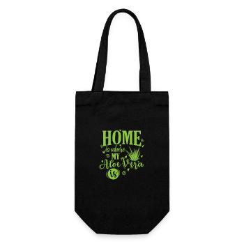 Home is where my Aloe Vera is Heilpflanze - Geschenkbeutel für Flaschen - Schwarz - Vorne