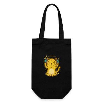 Leopard listening to music with headphones Big Cat - Gift Bag for Bottles - black - Front
