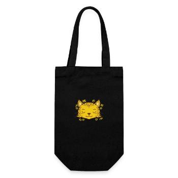 Leopard cute head big cat - Gift Bag for Bottles - black - Front